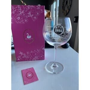 Swanfort 70th Birthday Gifts for Women 1954 Wine Glass w/Pink Gift Box Decor NEW